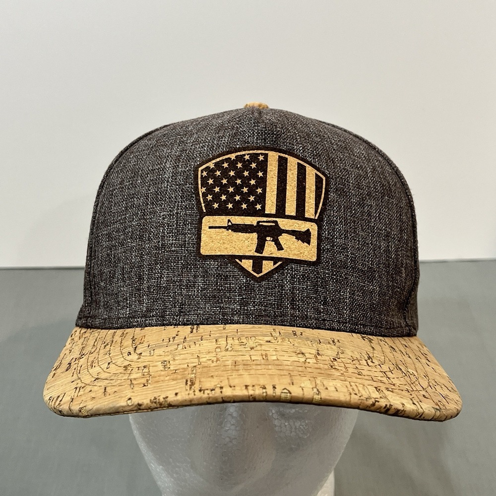 San Diego Cork Hat CO Snapback Hat Mens OSFM Grey Cork American Flag AR-15 Patch - Picture 6 of 9